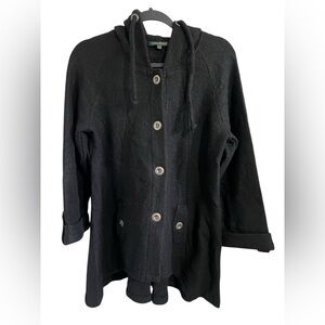 For Cynthia Black Button-Up Hooded Jacket